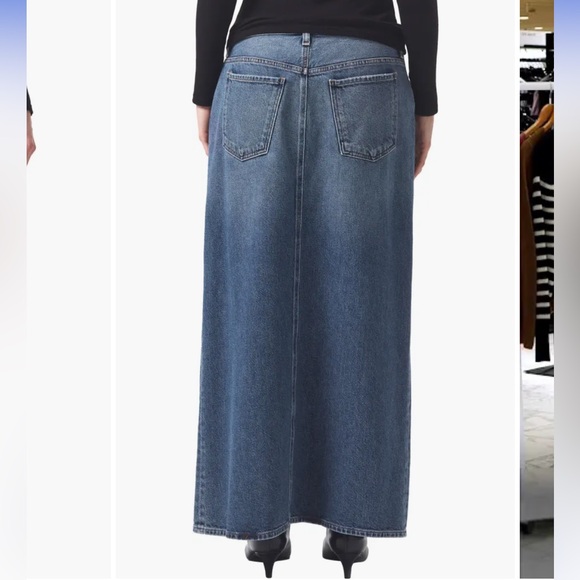NWOT Agolde Leif Denim Skirt Medium Wash Denim Maxi Skirt High Slit - Picture 3 of 10